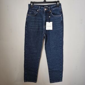 Nocturne Jeans Dark Blue High-Waisted Neutral Solid Classic Casual